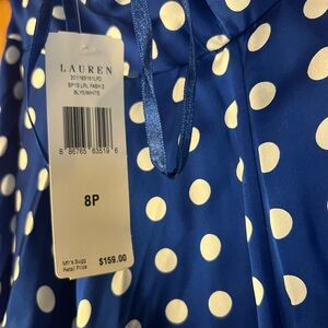 Rugby Ralph Lauren Blue and White Polka Dot A-Line Skirt